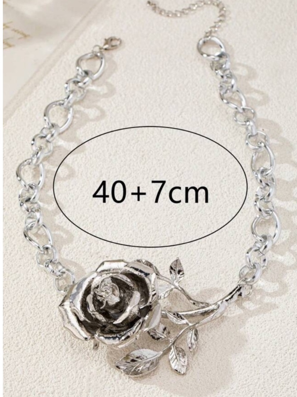 Vintage Silver Rose Heirloom Chain Necklace - Picture 4 of 4